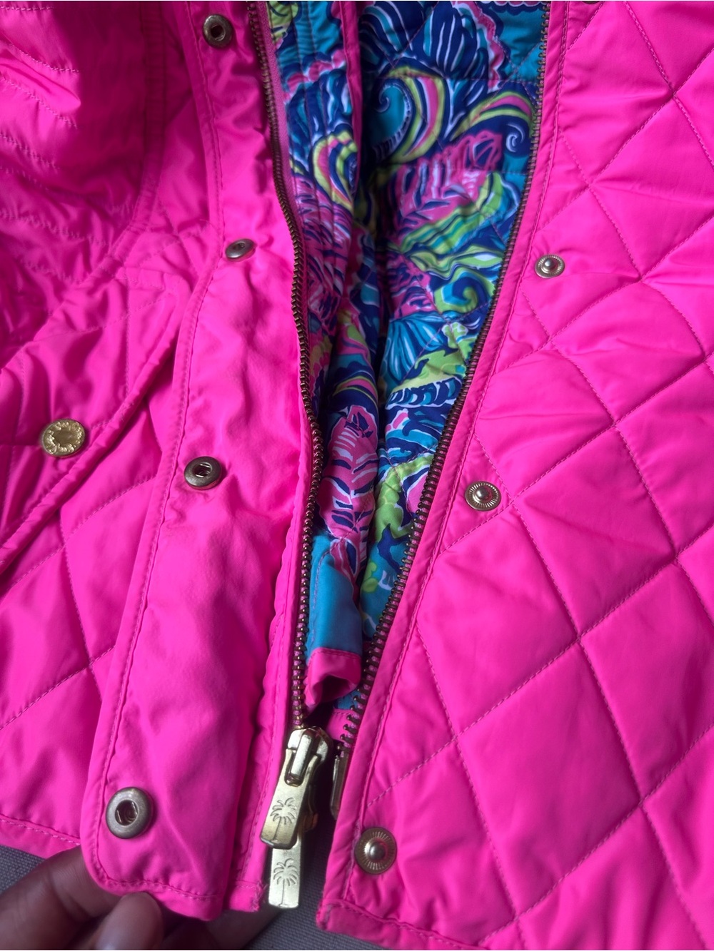 Lilly Pulitzer Blake Quilted Puffer Vest Hot Pink L - Picture 6 of 16